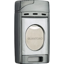 Quantoro Çift Torch Pürmüz Easy Cut Gümüş Metal Puro Çakmağı - Trz1189
