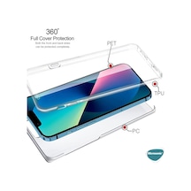 Microsonic Apple iPhone Uyumlu 15 Plus Kılıf 6 Tarafı Tam Full Koruma 360 Clear Soft Şeffaf -