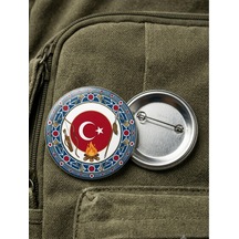 Fikart Ay Yıldız Madalyon Kamp Ateşi Savaşçı Ok Ve Tütsü Sembollü Selçuklu 58mm Buton Rozeti Çok Renkli