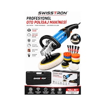 Swisstron Sws1050 Oto Pasta Cila Polisaj Makinesi 180 Mm Devir Kontrollü Full Aksesuar Seti 1400w