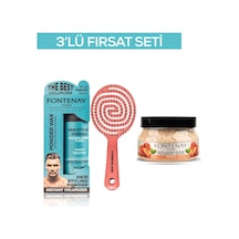 Fontenay Pudra Toz Wax Mavi 20gr + 3 Boyutlu Saç Fırçası+ Face And Body Scrub Şeftali 350ml 3'lüset