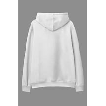 Startmore Oversize Batman Tasarım Baskılı Kapüşonlu Sweatshirt Hoodie Beyaz Beyaz