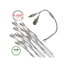Bnc + Dc Power Jack Pigtail Kablo 35cm 5 Uçlu Hazır Kamera Bağlantı Seti Cctv Güvenlik Sistemi İçin - 50 Adet