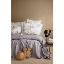 Apricitas Home Noble Gri Çift Kişilik Pike Set %100 Pamuk