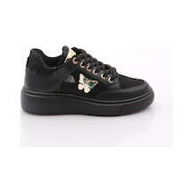 Dgn B1007 Kadin Fileli Aksesuarli Sneakers Ayakkabi Siyah