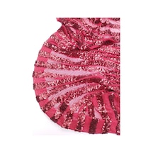 Kırmızı Renkte File Üzeri Enine Pul Payet İşlemeli Kumaş Elbiselik & Bluzluk 125x225cm-12550