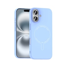 iPhone Uyumlu 16 Kılıf M-safe Şarj Özellikli Kamera Korumalı Ardx Elio Sert Pc Kapak - Açık Mavi Çok Renkli
