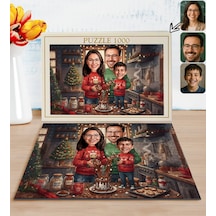 Bk Gift Kişiye Özel Aile Yılbaşı Karikatür Tasarımlı 1000 Parça Profesyonel Puzzle-4, 1000 Puzzle, Yeni Yıl Hediyesi, Yılbaşı Hediyesi Kobitmeyencom35