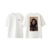 Thewert Che Guevara 4 Tasarım Sırt Baskılı Pamuk Beyaz Oversize T-shirt