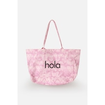 İcone Bag Icone Degrade Baskılı Kanvas Omuz Çantası, Degrade Plaj Çantası, Plaj Çantası, Beach Bag Pembe