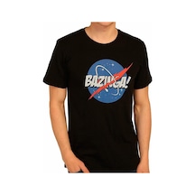 Bant Giyim - Big Bang Theory Nasa Bazinga Siyah Erkek Tişört