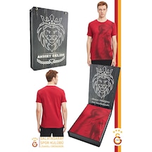 Galatasaray Lisanslı Aslan Baskılı T-shirt Kişiye Özel Ahşap Kutulu 105 Kırmızı