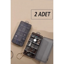 Bayev 2'li Füme Ayarlanabilir Bölmeli Düzenleyici Takı Kolye Boncuk Ilaç Küpe Yüzük Kutusu Organizer