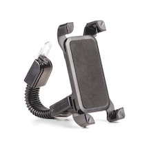 Hepu Hp-a18 Motosiklet Dikiz Aynası Telefon Tutucu Yaylı Kavrama Esnek Boyun 360 Dönebilir Başlık Siyah