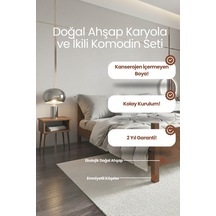 Renazzo Melodi Masif Ahşap Karyola Ve 2 Adet Komodin Ceviz 160x200 Ceviz - 160 X 200