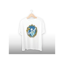 Messi Ve Kupa Çizimi Detaylı Unisex Tişört Beyaz