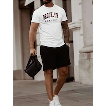 Brooklyn New York T-shirt Şort - Beyaz Siyah Alt Üst Takım Şort Tişört Kombin Baskılı Bisiklet Yaka Beyaz Siyah Brooklyn New York T-shirt Şort - Beyaz Siyah Alt Üst Takım Şort Tişört Kombin Baskılı Bisiklet Yaka Beyaz Siyah