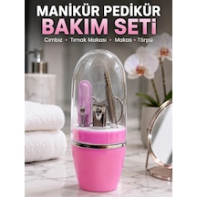 Mey İthalat Pembe Tırnak Bakım Seti Cımbız Makas Tırnak Makası Ve Törpü İçeren Kit