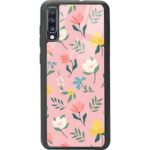 Samsung Uyumlu A70 Pinky Flowers Tasarımlı Glossy Telefon Kılıfı Çok Renkli