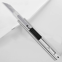 3 Adet İnce Metal Gövdeli Cep Tipi Mini İnce Maket Bıçağı Falçata 9mm