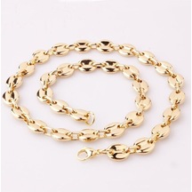 Novahub 7/9/11mm 7-26 "yüksek Kaliteli Altın Sesi 316l Paslanmaz Çelik Erkek Bayan Kahve Çekirdeği Boncuk Zincir Kolye Veya Bilezik 9mm 70cm Altın Altın