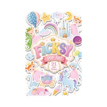 Sevimli Unicorn Prenses Sticker Seti - 21 Adet Etiket Çıkartma Diğer