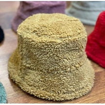 Salarticaret Kadın Peluş Bucket Kova Şapka Standart- Koyubej Koyu Bej