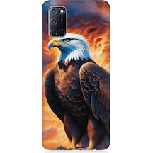 Oppo A52 Uyumlu Siyah Beyaz Kartal Desenli Silikon Kılıf