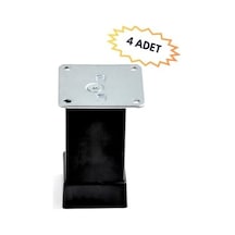 Metal Kare Mobilya Ayağı, Siyah, 40mm X 40mm, Yükseklik Ayarlı, Dolap Ve Koltuk İçin, 4 Adet 12 Cm Abanoz