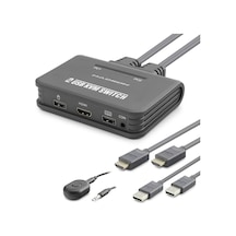 Hdmi Usb Kvm Switch 2 Port Hdmi 2 Port Usb Dahili Kablolu - Siyah Hdx1361 Evimdeyokyok