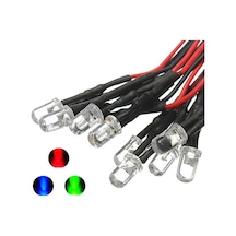 12v 5mm Şeffaf Flaşör Rgb Yavaş Mantar Led 0,22mm²20 Cm Kablolu 5adet