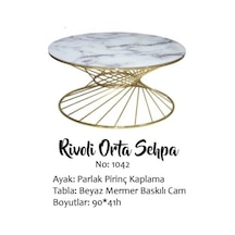 Brc Rivoli Orta Sehpa Model 1042 Beyaz Mermer Cam Metal Transmisy