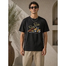 Epilons Zenda1125 Erkek Motosiklet Baskılı Tişört Bisiklet Yaka Kısa Kol Yazlık T-shirt - Siyah Zenda478