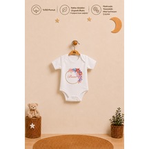 Pia Baby İsme Özel Kız Bebek Kısa Kollu Body Zıbın %100 Pamuk Alttan Çıtçıtlı Organik Baskılı Bebek Body 1037ba9x Ekru