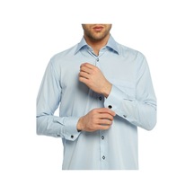 Mavi Klasik Kesim Micro Kumaş Kol Düğmeli Erkek Gömlek /190-4 Mavi