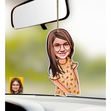 Kişiye Özel Kız Çocuk Karikatürlü Ahşap Araba Dikiz Ayna Süsü-8