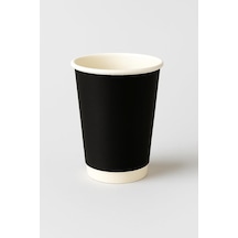 8 Oz Double Wall Siyah Görünüm Karton Bardak + Siyah Kapaklı 25'li Karıştırıcı Tıpaç Hediyeli çok renkli