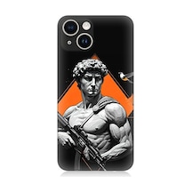 Apple Uyumlu iPhone 13 Uyumlu Savaşçı Heykel Desenli Silikon Kılıf -