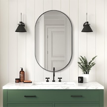 Model Alfa Dekoratif Ayna Duvar Aynası Konsol Aynası Mdf Elips Ayna 92 X 49 Siyah