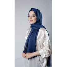 Hürrem Bone Lacivert Düz Klasik Şal Şifon Kumaş Janjan Abiye 202108 02