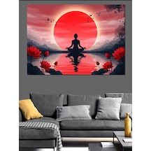 Ahşap Tablo Gün Batımında Meditasyon Yapan Silüet