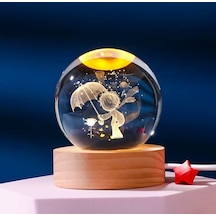 Mr 3d Kristal Cam Küre, Ahşap Soketli Gece Lambası,led, Sevgiliye Hediye, Noel, Öğretmenler Gün