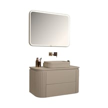 Kobos Gloria 100 Cm Banyo Dolabı Seti Beige Bej