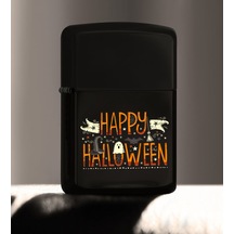 Bk Gift Happy Halloween Tasarımlı Renkli Baskılı Siyah Benzinli M (514255401)