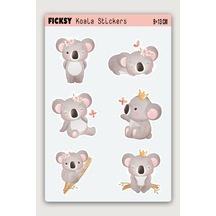 Sevimli Koala Sticker Seti - 6 Adet Etiket Çıkartma Diğer
