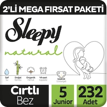 Sleepy Natural 2'li Mega Fırsat Paketi Bebek Bezi 5 Numara 232 Adet 4'lü