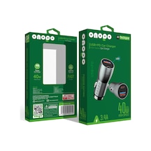 Onopo 3.4a Çift Usb + Type Çıkışlı Metal Hızlı Araç Şarjı 40w -a9