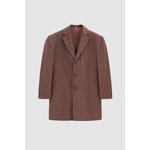 D's Damat Ds Damat Regular Fit Kahverengi Çizgili Yünlü Palto 1hf083220016m Kahverengi