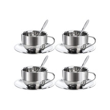 Çelik 4 Adet 180 Ml Çift Cidar Espresso Kahve Fincan Set Sunum Bardağı Diğer