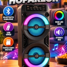 Rgb Led Işıklı Kablosuz Bluetooth Hoparlör Stereo Ses, Usb Ve Hafıza Kartı Destekli